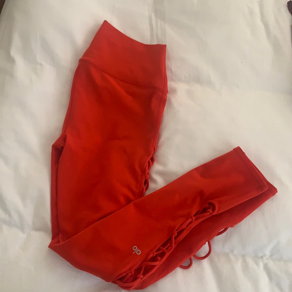 Alo red leggings size large  side leg cutouts